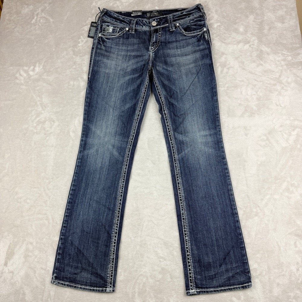 Silver Jeans Suki Flap Bootcut Women 31x33 (Fit 33x32) Blue Slim Curvy Mid Rise
